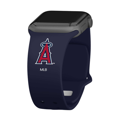 Image of Game Time Los Angeles Angels Silicone Sport Watch Band Compatible with Apple Watch - Navy