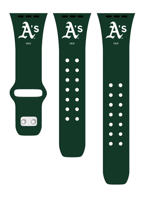 Game Time Oakland Athletics Silicone Sport Watch Band Compatible with Apple Watch - Green