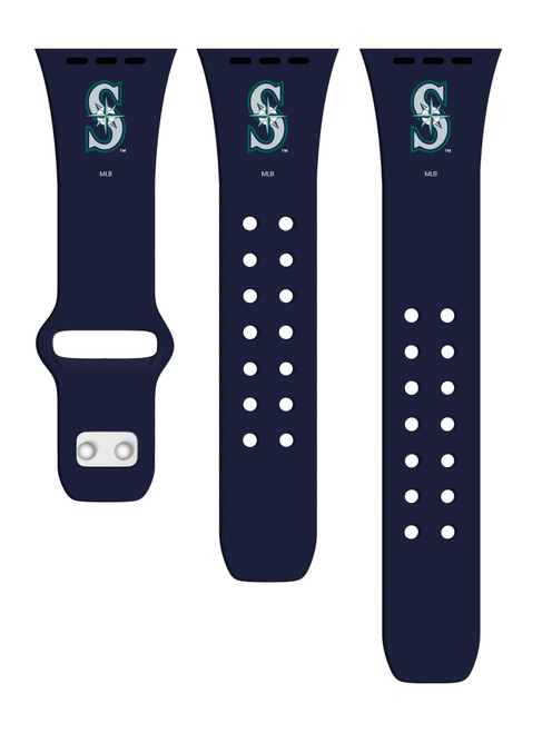 Game Time Seattle Mariners Silicone Sport Watch Band Compatible with Apple Watch - Navy
