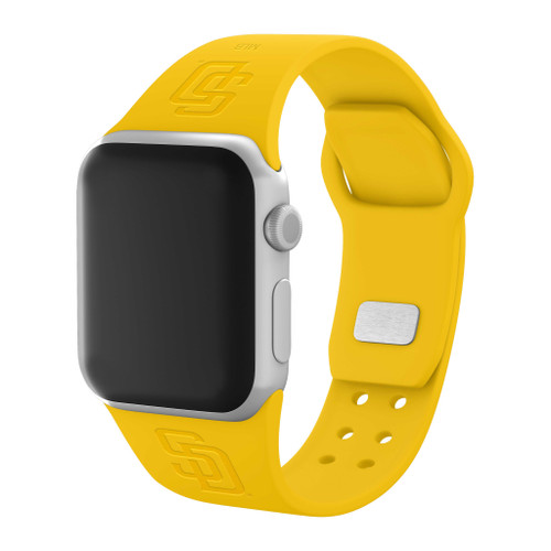 Image of Game Time San Diego Padres Engraved Silicone Watch Band Compatible with Apple Watch Yellow