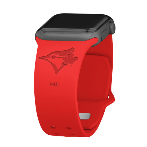 Game Time Toronto Blue Jays Engraved Silicone Watch Band Compatible with Apple Watch Red