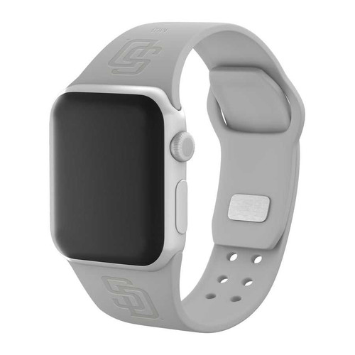Image of Game Time San Diego Padres Engraved Silicone Watch Band Compatible with Apple Watch Gray