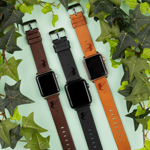 Image of Game Time Baltimore Orioles Leather Band Compatible with Apple Watch Black