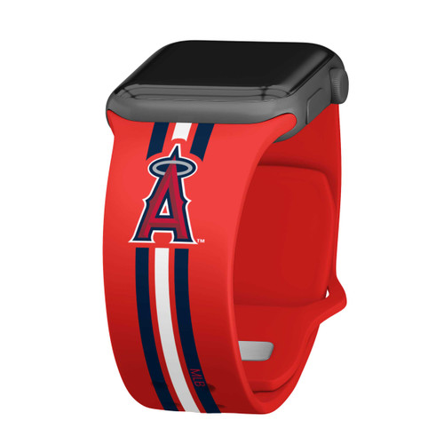 Image of Game Time Los Angeles Angels HD Watch Band Compatible with Apple Watch - Stripes