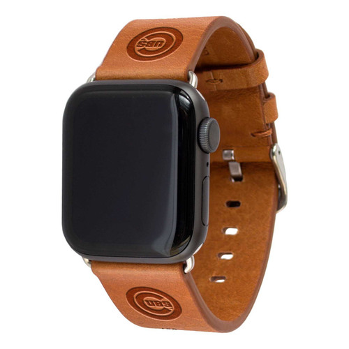 Image of Game Time Chicago Cubs Leather Band Compatible with Apple Watch Tan