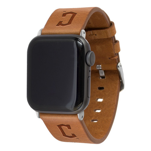 Game Time Cleveland Guardians Leather Band Compatible with Apple Watch Tan
