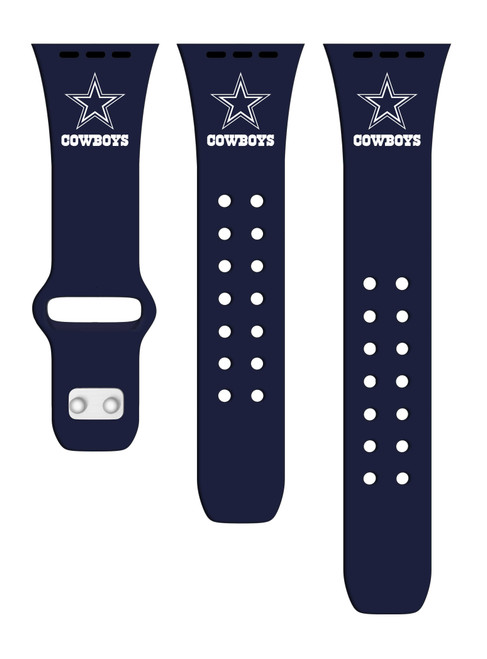 Image of Game Time Dallas Cowboys Silicone Sport Watch Band Compatible with Apple Watch - Navy