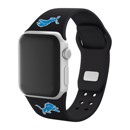 Game Time Detroit Lions Silicone Sport Watch Band Compatible with Apple Watch - Black
