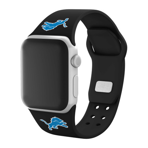 Image of Game Time Detroit Lions Silicone Sport Watch Band Compatible with Apple Watch - Black