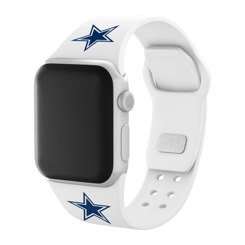 Image of Game Time Dallas Cowboys Silicone Sport Watch Band Compatible with Apple Watch - White