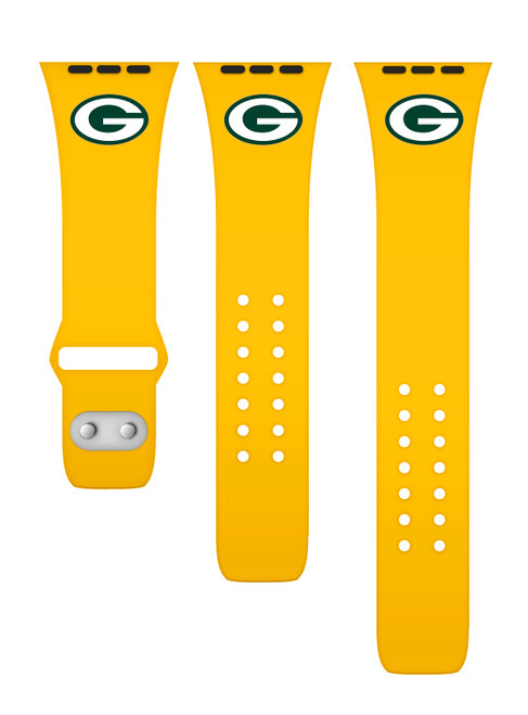 Game Time Green Bay Packers Silicone Sport Watch Band Compatible with Apple Watch - Yellow