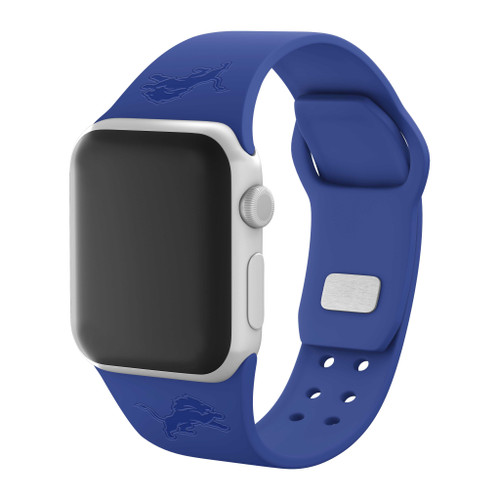 Image of Game Time Detroit Lions Engraved Silicone Watch Band Compatible with Apple Watch Blue