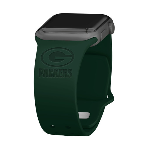 Game Time Green Bay Packers Engraved Silicone Watch Band Compatible with Apple Watch Green