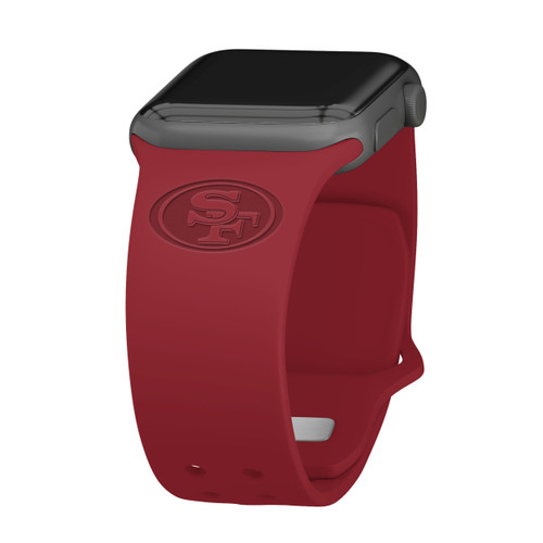 Game Time San Francisco 49ers Engraved Silicone Watch Band Compatible with Apple Watch Crimson