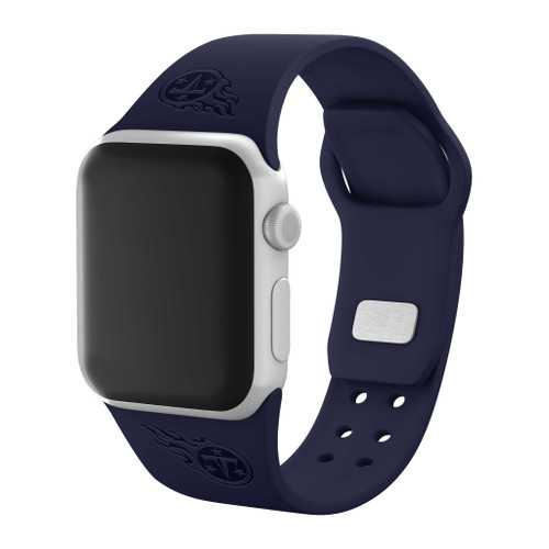 Image of Game Time Tennessee Titans Engraved Silicone Watch Band Compatible with Apple Watch Navy