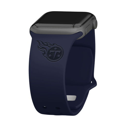 Image of Game Time Tennessee Titans Engraved Silicone Watch Band Compatible with Apple Watch Navy