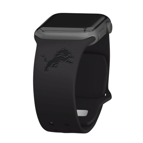 Image of Game Time Detroit Lions Engraved Silicone Watch Band Compatible with Apple Watch Black