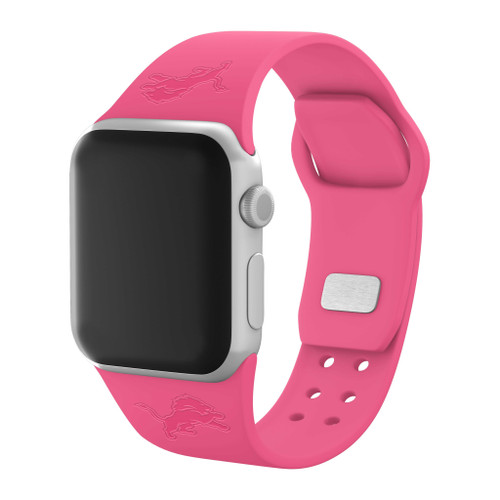 Image of Game Time Detroit Lions Engraved Silicone Watch Band Compatible with Apple Watch Pink