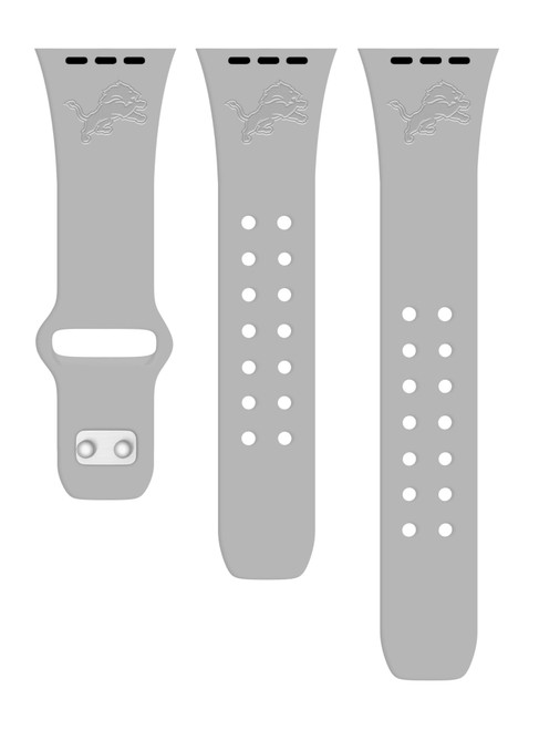 Image of Game Time Detroit Lions Engraved Silicone Watch Band Compatible with Apple Watch Gray