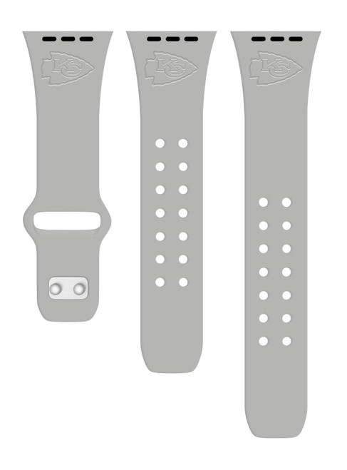 Game Time Kansas City Chiefs Engraved Silicone Watch Band Compatible with Apple Watch Gray