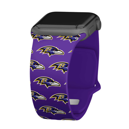 Image of Game Time Baltimore Ravens HD Watch Band Compatible with Apple Watch - Repeating