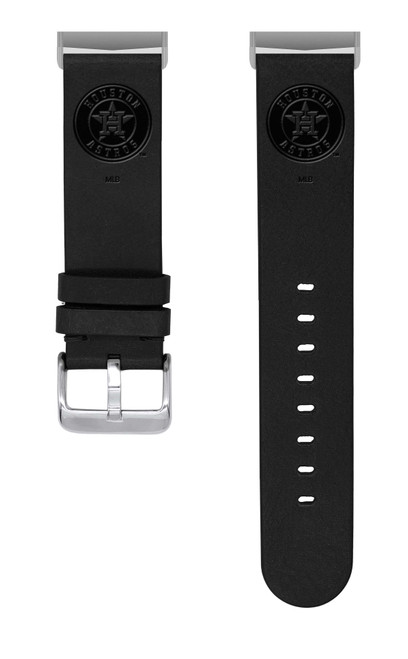 Image of Game Time Houston Astros Leather Watch Band Compatible with Fitbit Versa 3 and Sense Black