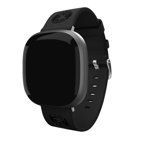 Image of Game Time Houston Astros Leather Watch Band Compatible with Fitbit Versa 3 and Sense Black