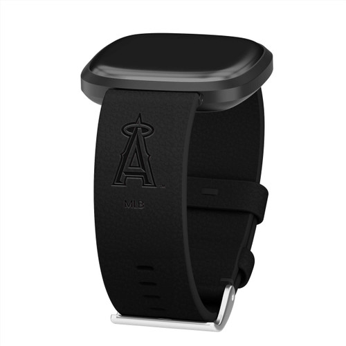 Image of Game Time Los Angeles Angels Leather Watch Band Compatible with Fitbit Versa 3 and Sense Black