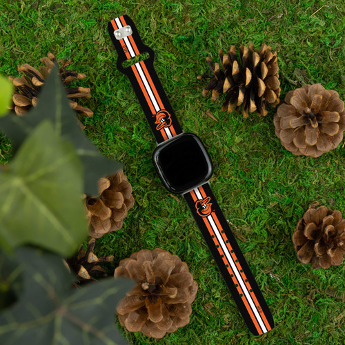 Image of Game Time Baltimore Orioles HD Watch Band Compatible with Fitbit Versa 3 and Sense - Stripe