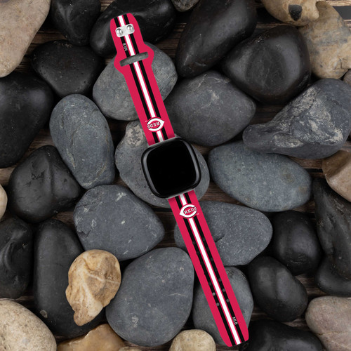 Image of Game Time Cincinnati Reds HD Watch Band Compatible with Fitbit Versa 3 and Sense - Stripe