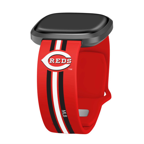 Image of Game Time Cincinnati Reds HD Watch Band Compatible with Fitbit Versa 3 and Sense - Stripe