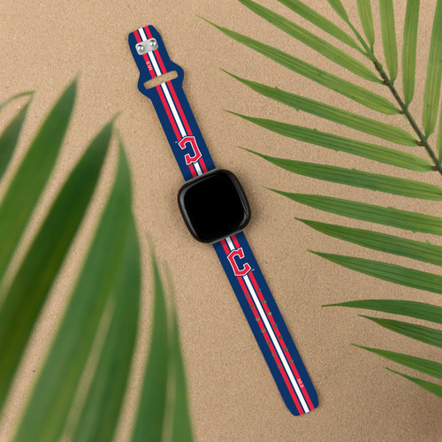 Image of Game Time Cleveland Guardians HD Watch Band Compatible with Fitbit Versa 3 and Sense - Stripe