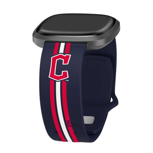 Image of Game Time Cleveland Guardians HD Watch Band Compatible with Fitbit Versa 3 and Sense - Stripe