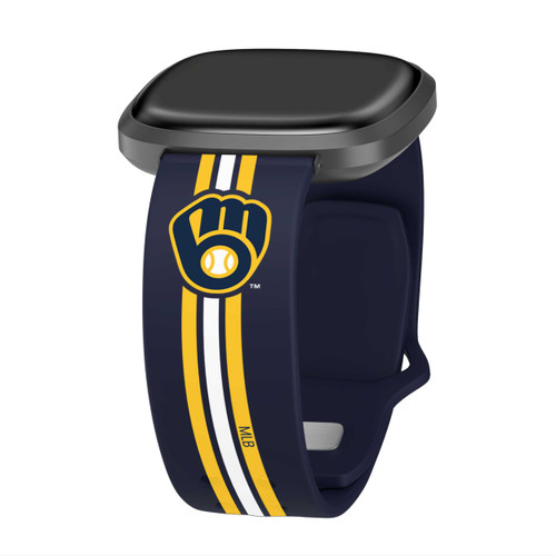 Image of Game Time Milwaukee Brewers HD Watch Band Compatible with Fitbit Versa 3 and Sense - Stripe