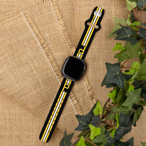 Image of Game Time Pittsburgh Pirates HD Watch Band Compatible with Fitbit Versa 3 and Sense - Stripe