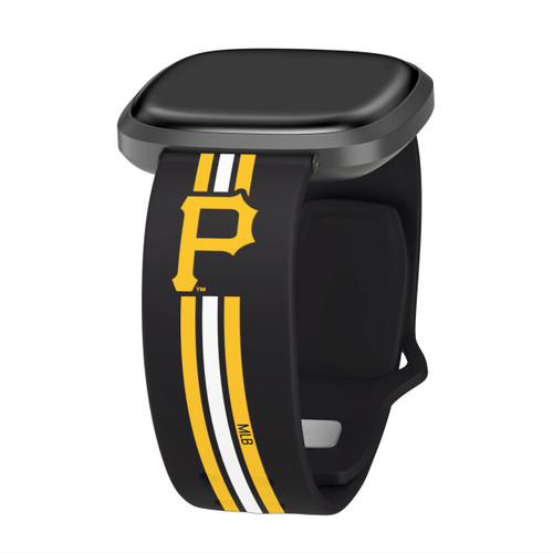 Image of Game Time Pittsburgh Pirates HD Watch Band Compatible with Fitbit Versa 3 and Sense - Stripe