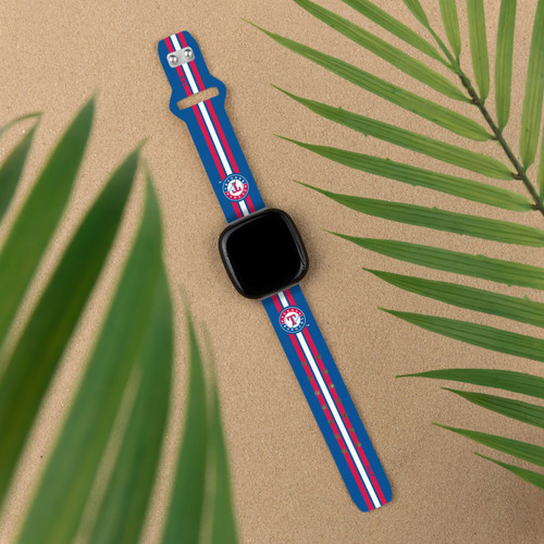 Image of Game Time Texas Rangers HD Watch Band Compatible with Fitbit Versa 3 and Sense - Stripe