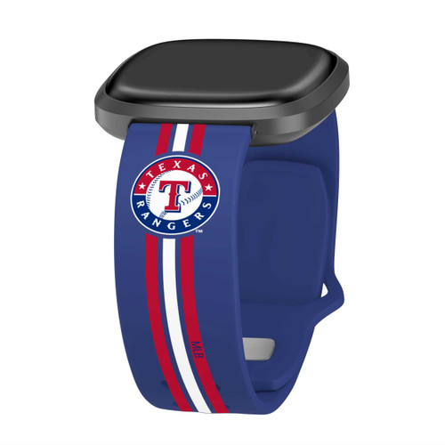 Image of Game Time Texas Rangers HD Watch Band Compatible with Fitbit Versa 3 and Sense - Stripe