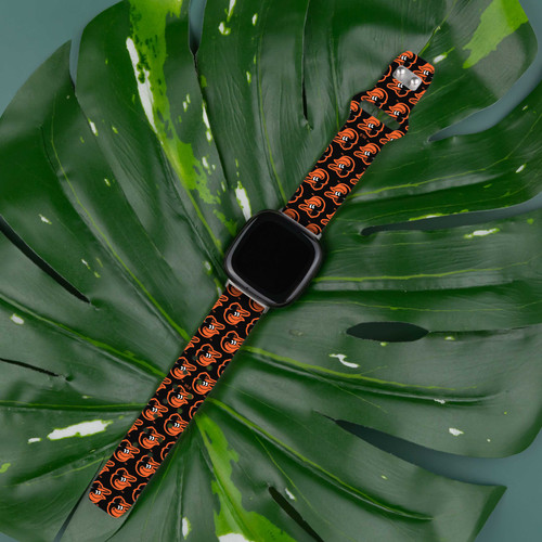 Image of Game Time Baltimore Orioles HD Watch Band Compatible with Fitbit Versa 3 and Sense - Repeating