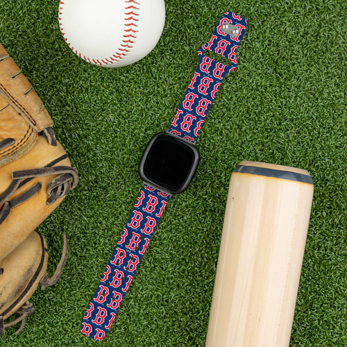 Image of Game Time Boston Red Sox HD Watch Band Compatible with Fitbit Versa 3 and Sense - Repeating