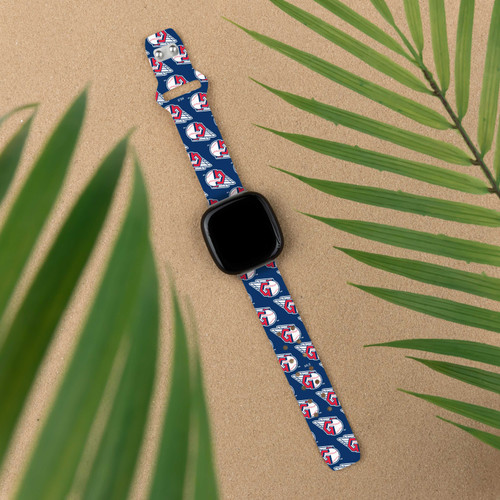 Image of Game Time Cleveland Guardians HD Watch Band Compatible with Fitbit Versa 3 and Sense - Repeating