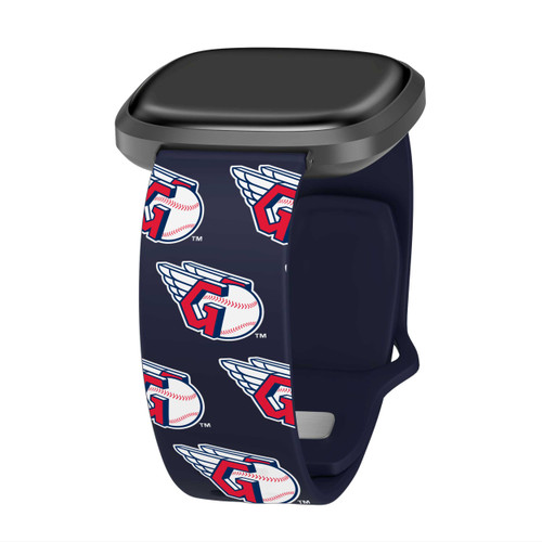 Image of Game Time Cleveland Guardians HD Watch Band Compatible with Fitbit Versa 3 and Sense - Repeating