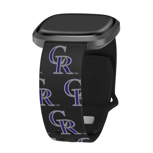Image of Game Time Colorado Rockies HD Watch Band Compatible with Fitbit Versa 3 and Sense - Repeating