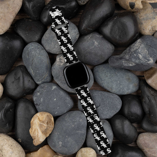 Image of Game Time Chicago White Sox HD Watch Band Compatible with Fitbit Versa 3 and Sense - Repeating