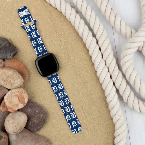 Image of Game Time Detroit Tigers HD Watch Band Compatible with Fitbit Versa 3 and Sense - Repeating