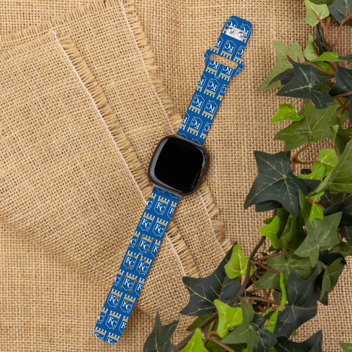 Image of Game Time Kansas City Royals HD Watch Band Compatible with Fitbit Versa 3 and Sense - Repeating