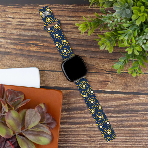 Image of Game Time Milwaukee Brewers HD Watch Band Compatible with Fitbit Versa 3 and Sense - Repeating