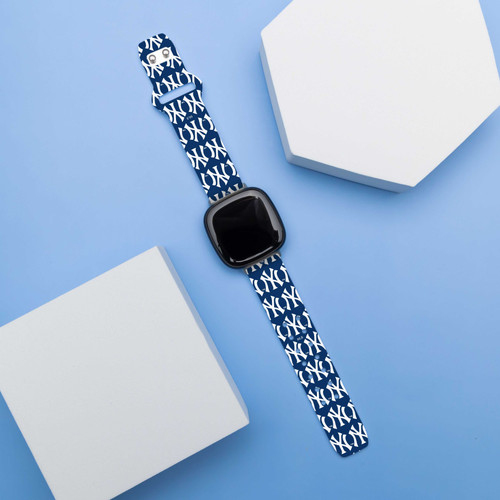 Image of Game Time New York Yankees HD Watch Band Compatible with Fitbit Versa 3 and Sense - Repeating