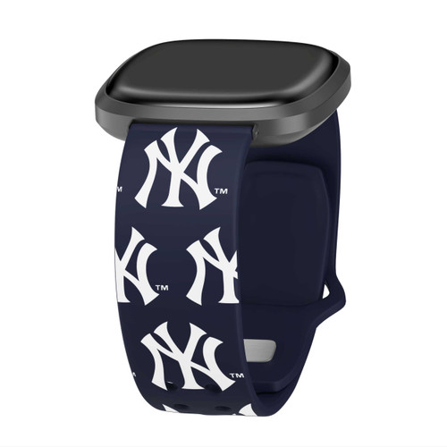Image of Game Time New York Yankees HD Watch Band Compatible with Fitbit Versa 3 and Sense - Repeating