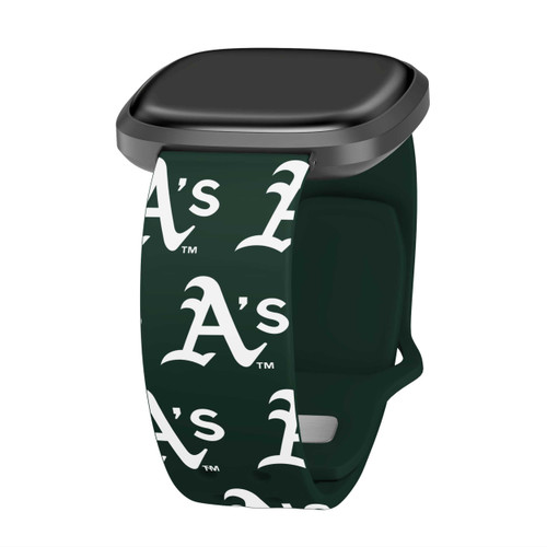 Image of Game Time Oakland Athletics HD Watch Band Compatible with Fitbit Versa 3 and Sense - Repeating